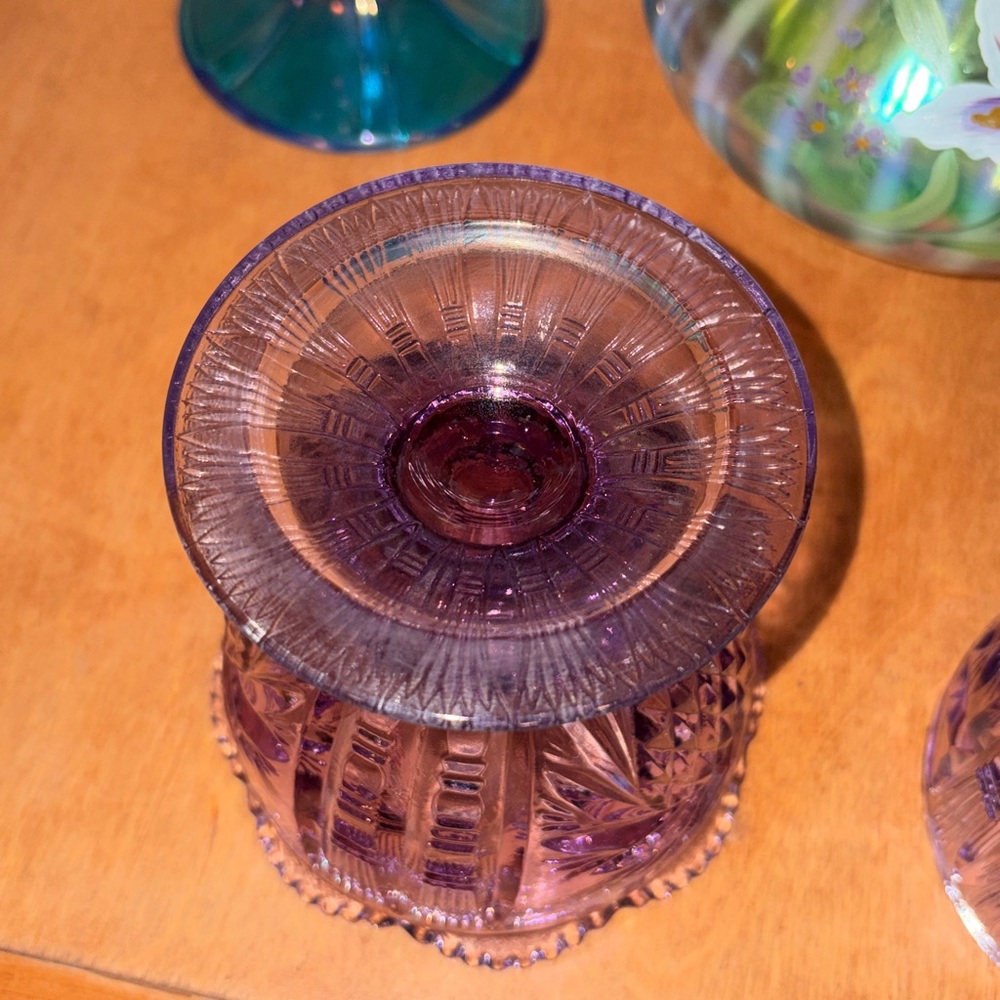 Fenton Pineapple & Hearts embossed glass fairy lamp amethyst purple wisteria 💜💜 - Picture 5 of 7